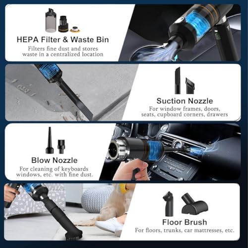 Handheld Car Cleaner with Brushless Motor and 16000PA Suction Power