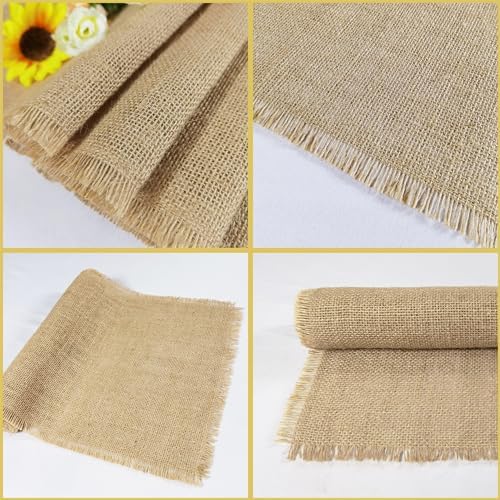 6 Pack 13 x 72 Inch Tassel Burlap Table Runners