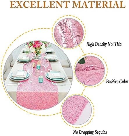 ShinyBeauty 12x72-Inch Fuchsia Pink Sequin Table Runner