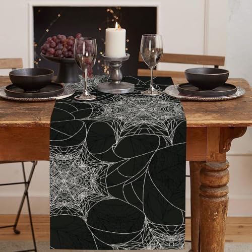 PROCIDA Halloween Spider Web Table Runner 13x72 Inch