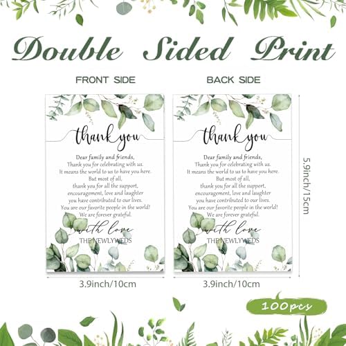 Chinco 100pcs Eucalyptus Place Cards for Wedding Reception