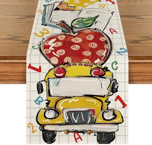 Artoid Mode School Bus Table Runner 13x72 Inch