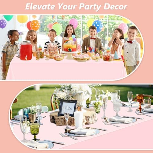 3 Pack Pink Plastic Table Cloths for 8 Foot Table