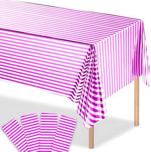 KatchOn 4 Pack Hot Pink and Silver Tablecloths 108x54 Inch