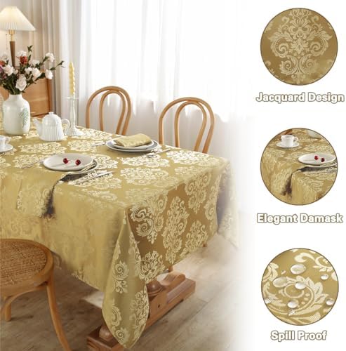 SASTYBALE Damask Gold Tablecloth 60x84 Inch