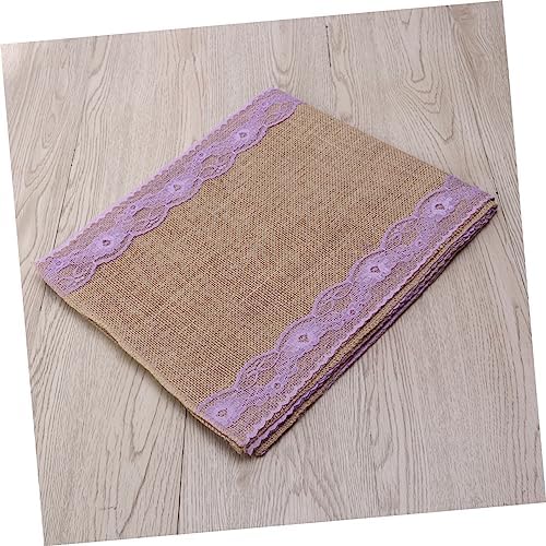 Unomor 275x30cm Burlap Table Runner with Lace Edging