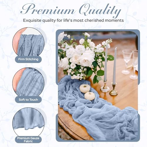 Dusty Blue Cheesecloth Table Runner 3 Pack