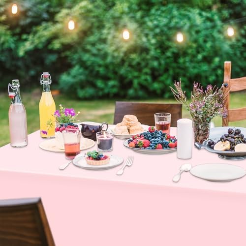 3 Pack Pink Plastic Table Cloths for 8 Foot Table