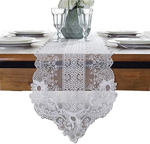 Homxi White Flower Lace Table Runner 30x250CM