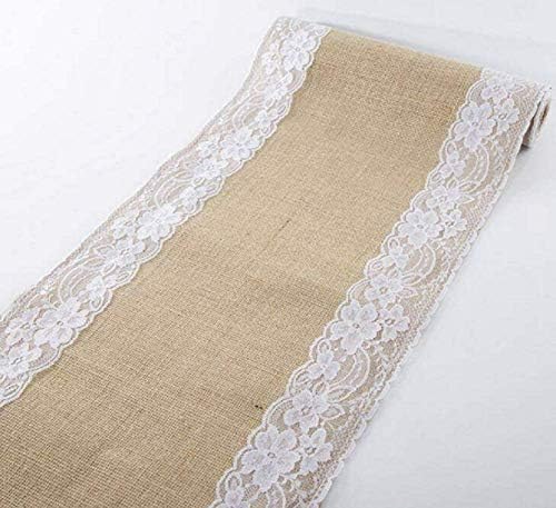Jolly Jon Burlap Table Runner with White Lace