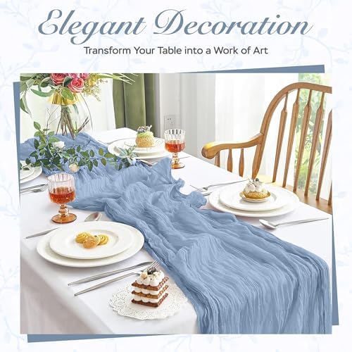 Dusty Blue Cheesecloth Table Runner 3 Pack