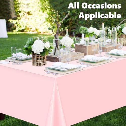 3 Pack Pink Plastic Table Cloths for 8 Foot Table