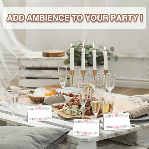 Blush Pink Floral Table Place Cards 25PCS Folded