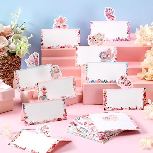 Fullhawl 48 Pcs Tea Party Themed Place Cards Set