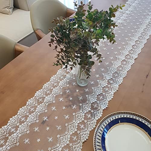 Lacely Inicia Table Lace Runner 12x86 Inch White Decor