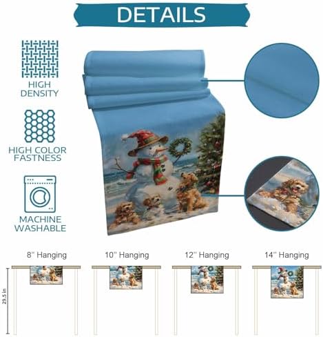 Winter Snowman Pet Dog Linen Table Runner 13x60In