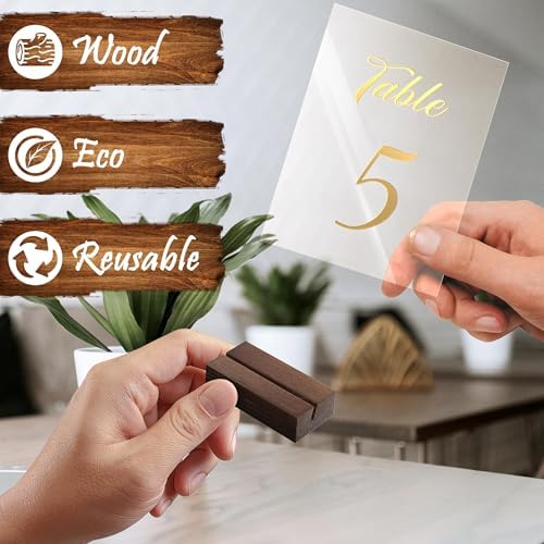 12 Pack Wood Place Card Holders Table Numbers for Events
