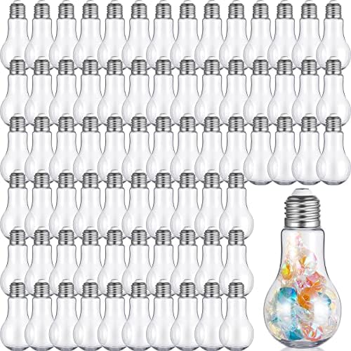 Gerrii 144 Pcs Plastic Light Bulb Jars with Silver Lids