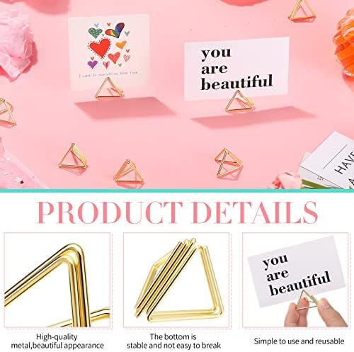 100 Pcs Gold Table Number Holders Triangle Shape Place Card Holders