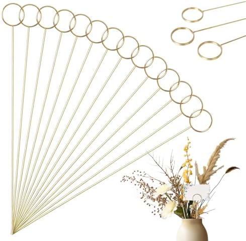 Limso 30 Pcs Gold Round Metal Wire Place Card Holder