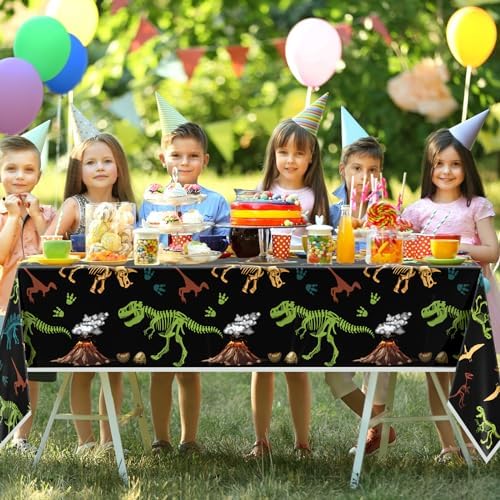 4-Pack Dinosaur Tablecloth for Kids Birthday Party Decorations