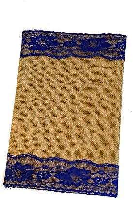 AAYU Burlap Table Runner with Navy Lace