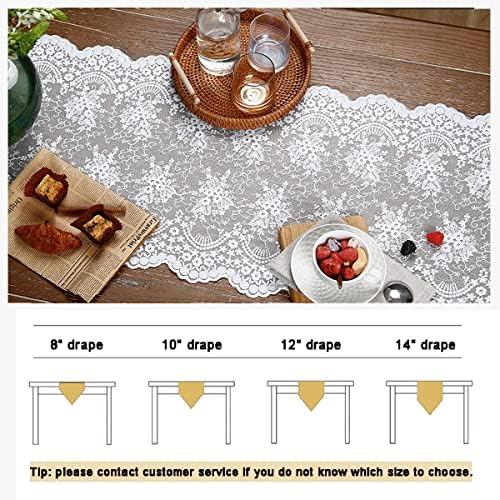 White Lace Table Runner 16x48 Inches Floral Embroidered
