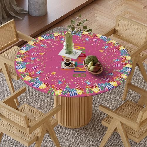 Horaldaily Birthday Tablecloth for 45-56 Round Table