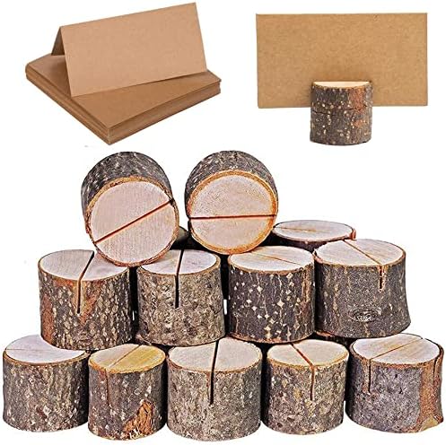 WOHENI Rustic Wood Place Card Holders for Wedding and Events