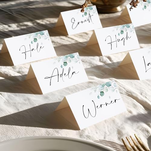 100pcs Eucalyptus Leaf Place Cards for Wedding Reception and Events