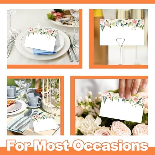 Floral Themed Table Place Cards 25 Pack White