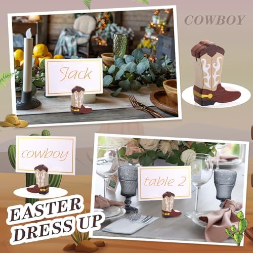 Kigley 18 Pcs Wooden Cowboy Boots Place Card Holders