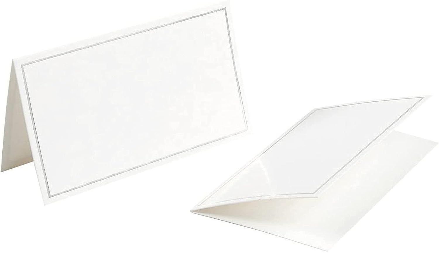 100 Pack Silver Foil Border Place Cards for Events