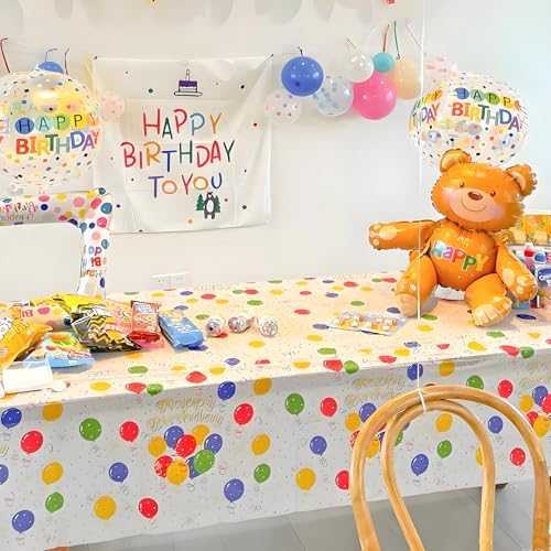 2 Pack Colorful Balloon Tablecloth for Parties