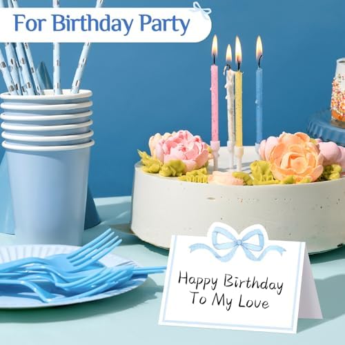 100pcs Blue Pink Bow Place Cards for Events