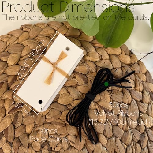 50 Pcs Place Cards with Velvet Ribbons for Wedding Events