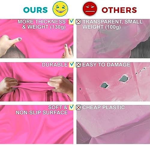 54in X 100ft Pink Plastic Tablecloth Roll with Built-In Cutter
