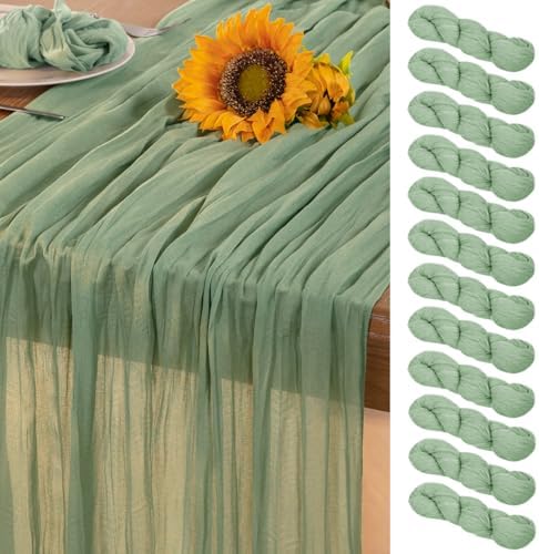 Sage Green Cheesecloth Table Runner Set Of 12