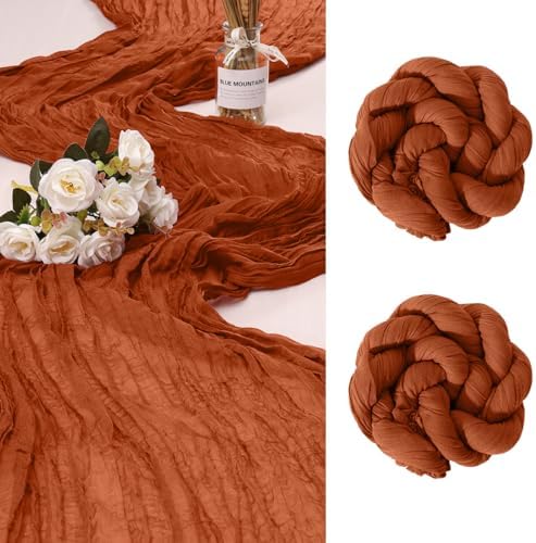 2 Pack Cheesecloth Table Runners 10ft Boho Wedding Decor