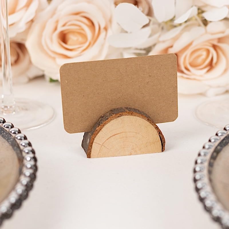 10 Natural Semicircle Wood Place Card Holders for Events