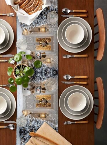 IDOWMAT Merry Xmas Snowman Pine Tree Table Runner