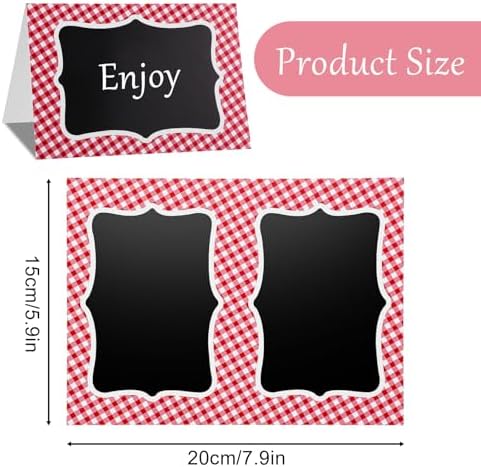 25Pcs Red Gingham Place Cards for Picnic Party Decorations