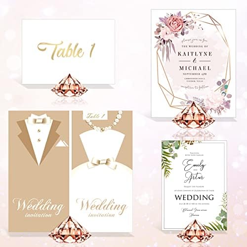 MTLEE 36-Piece Diamond Place Card Holders Rose Gold