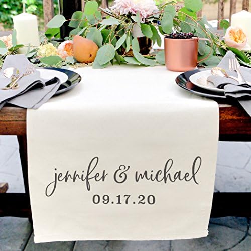 The Cotton Canvas Co Personalized Name Date Wedding Table Runner