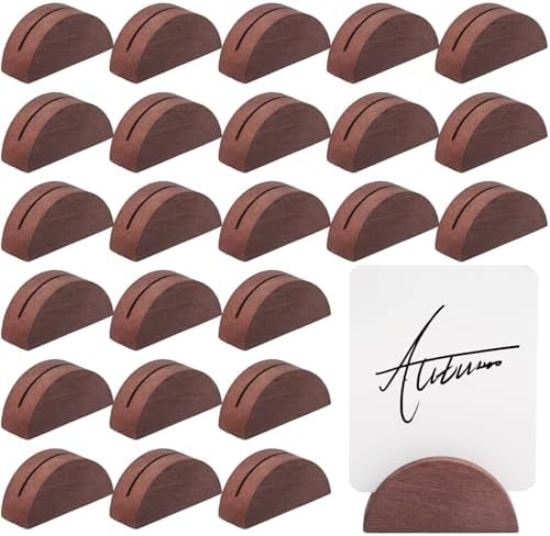 24 Pcs Wooden Table Number Holders Semicircular Design