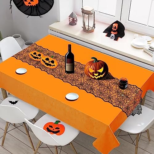 Halloween Decor Table Runner - Black Spider Web Design 18x72 Inch