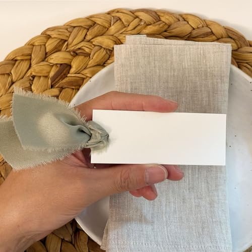 40 Pcs Place Cards with Dusty Green Ribbons for Wedding Parties