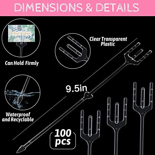 KIMOBER 100PCS Clear Plastic Place Card Holders