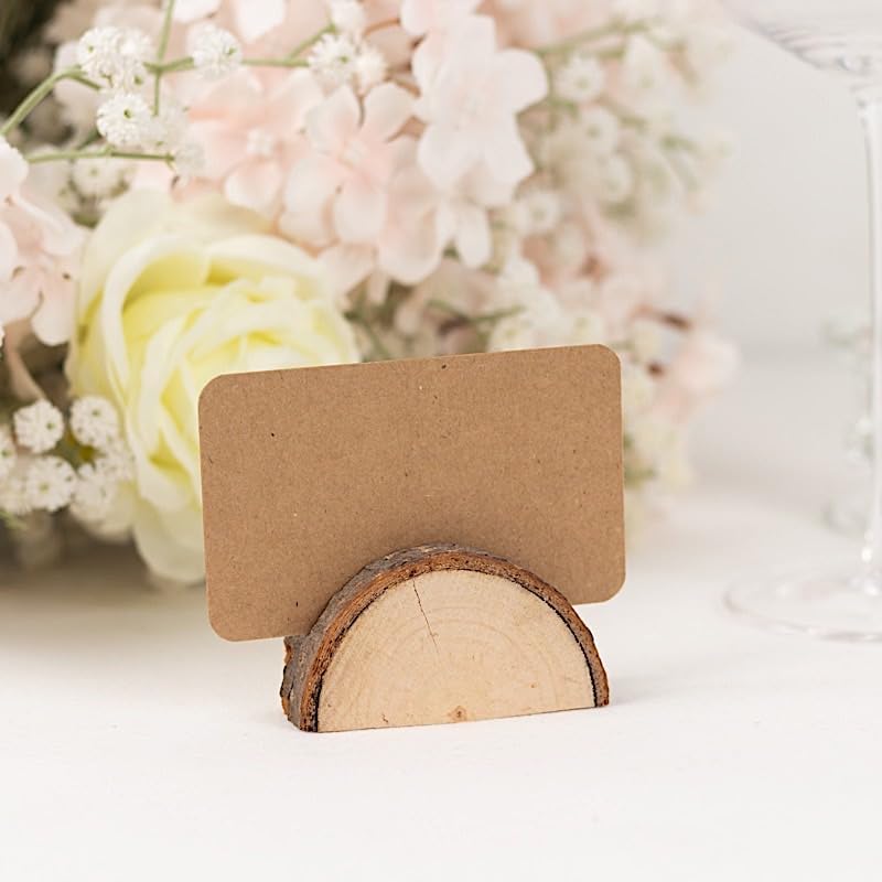 10 Natural Semicircle Wood Place Card Holders for Events