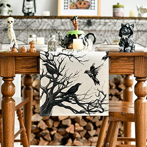 Artoid Mode Silhouette Tree Crows Halloween Table Runner